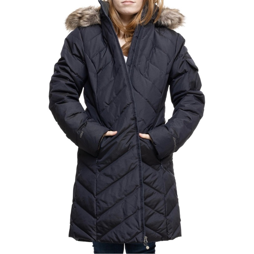 Eddie Bauer Women's Black Puffer Coat with Faux Fur